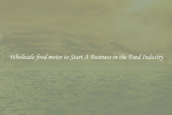 Wholesale food motor to Start A Business in the Food Industry
