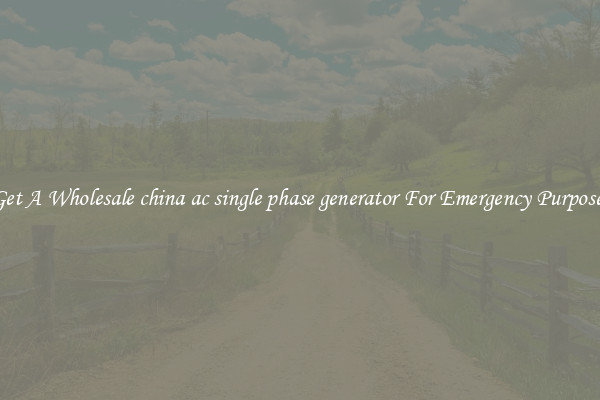 Get A Wholesale china ac single phase generator For Emergency Purposes